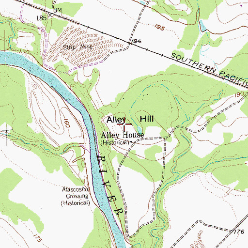 Topographic Map of Alley Hill, TX