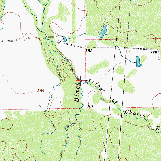 Topographic Map of Arroyo de Charco Escondido, TX