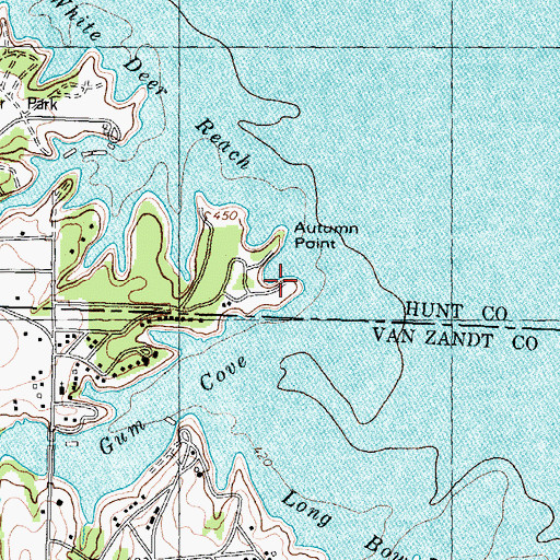 Topographic Map of Autumn Point, TX