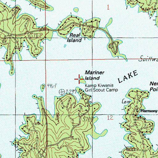 Topographic Map of Mariner Island, AL