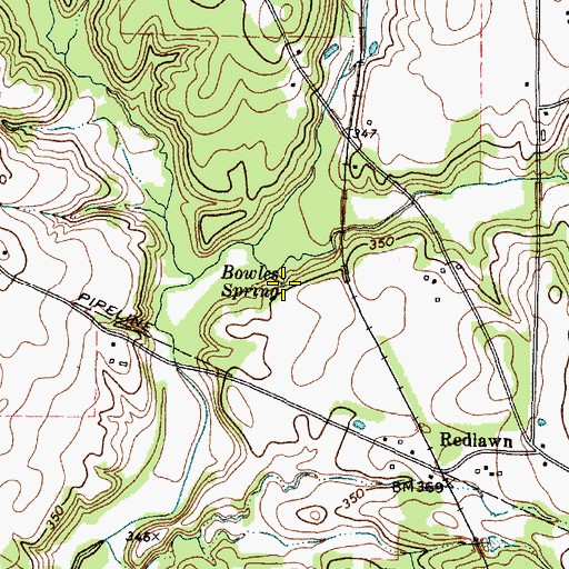 Topographic Map of Bowles Spring, TX