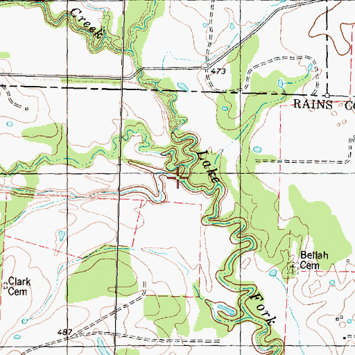 Topographic Map of Brickkiln Branch, TX