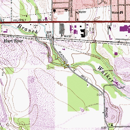 Topographic Map of Calloway Branch, TX