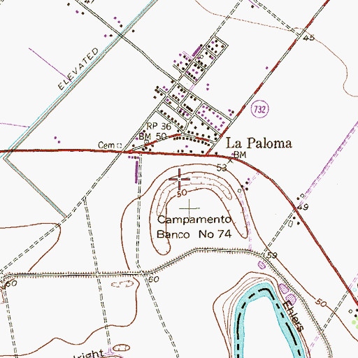 Topographic Map of Campamento Banco Number 74, TX