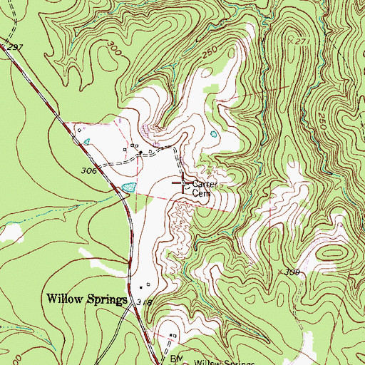Topographic Map of Carter Cemetery, TX