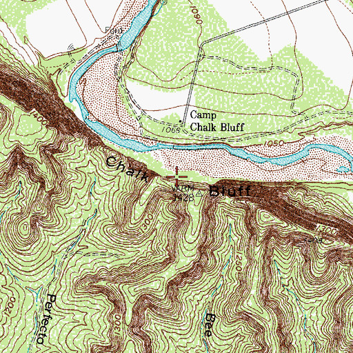 Topographic Map of Chalk Bluff, TX