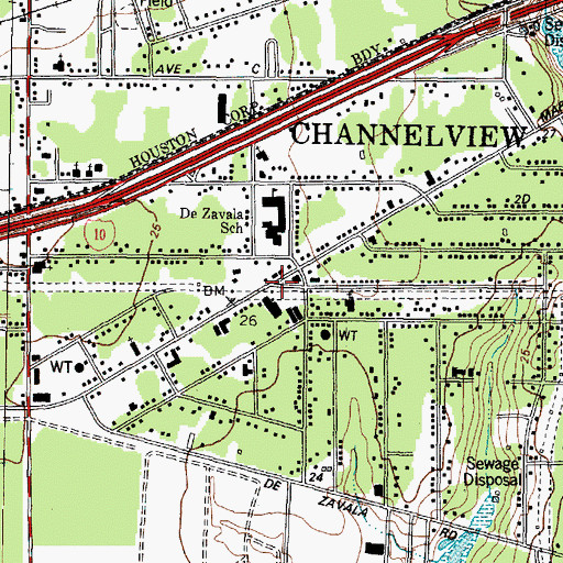 Topographic Map of Channelview, TX