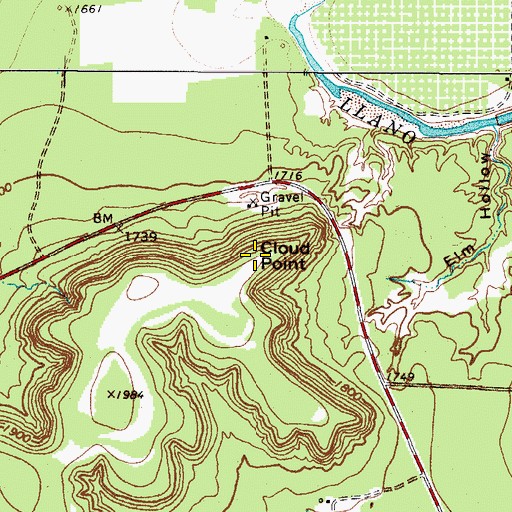 Topographic Map of Cloud Point, TX