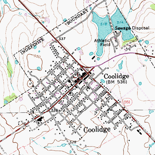 Topographic Map of Coolidge, TX