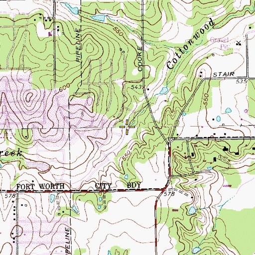 Topographic Map of Cottonwood Creek, TX