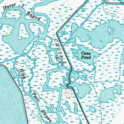 Topographic Map of Cross Bayou, TX