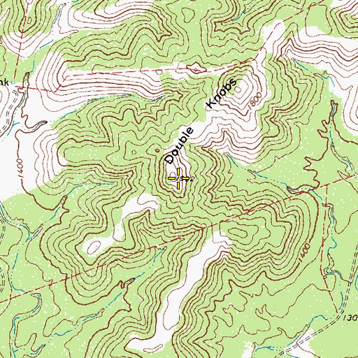 Topographic Map of Double Knobs, TX