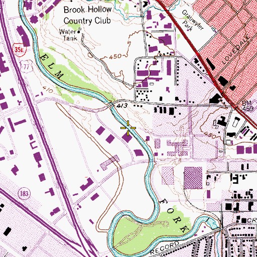 Topographic Map of Elm Fork, TX