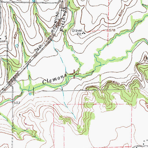 Topographic Map of Fitzhugh Branch, TX