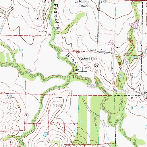 Topographic Map of Franklin Branch, TX