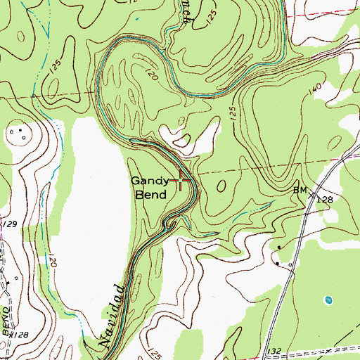Topographic Map of Gandy Bend, TX