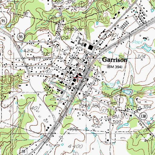 Topographic Map of Garrison, TX
