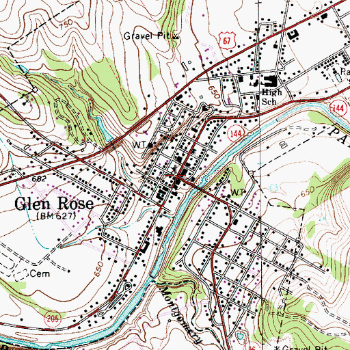 Topographic Map of Glen Rose, TX