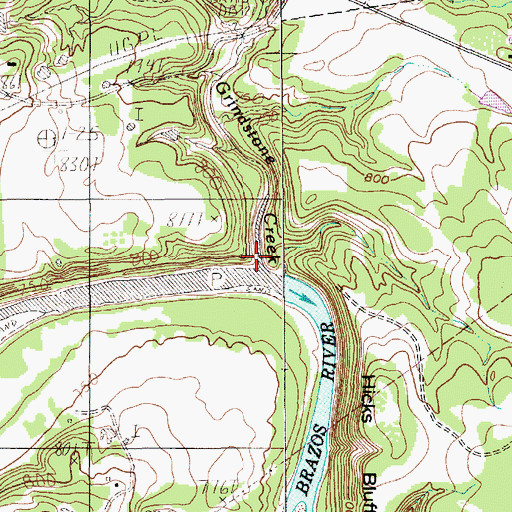 Topographic Map of Grindstone Creek, TX