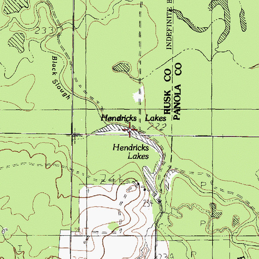 Topographic Map of Hendricks Lakes, TX