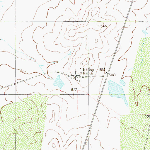 Topographic Map of Hilltop Ranch, TX