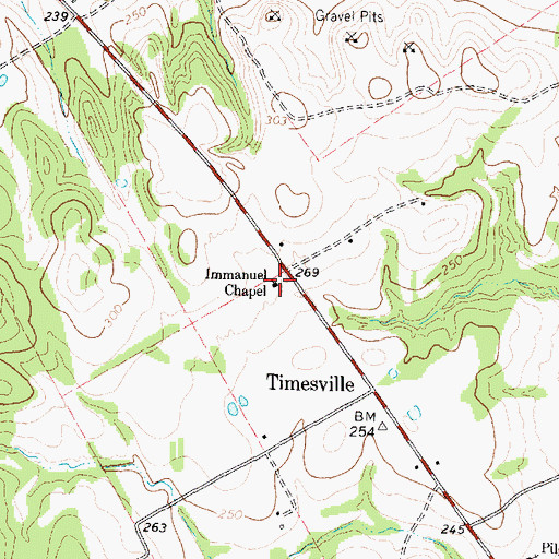 Topographic Map of Immanuel Chapel, TX