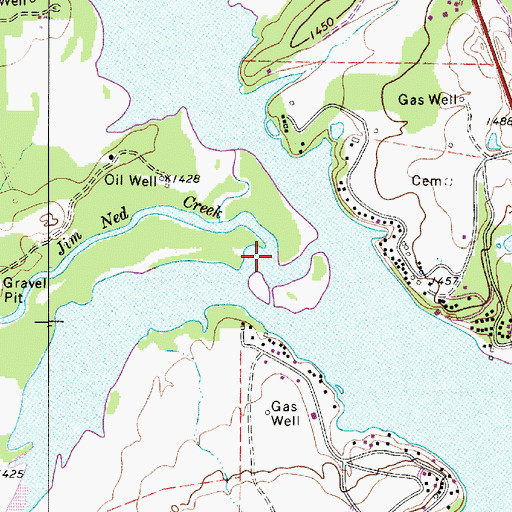 Topographic Map of Jim Ned Creek, TX