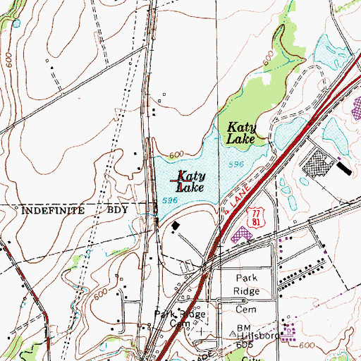 Topographic Map of Katy Lake, TX