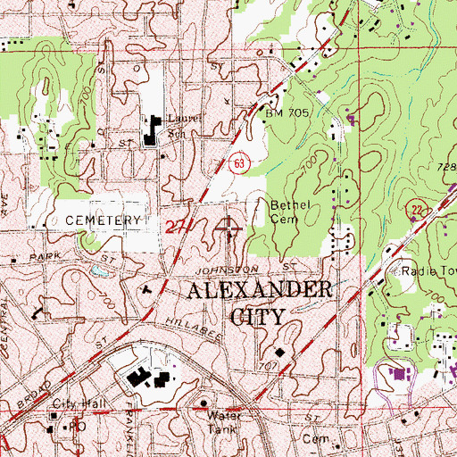 Topographic Map of Great Bethel Baptist Church, AL