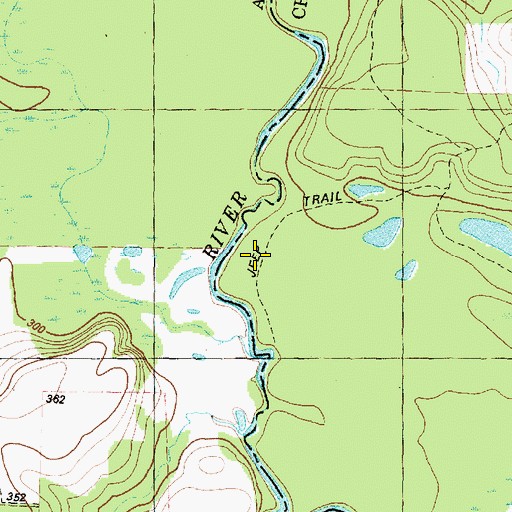 Topographic Map of Kickapoo Branch, TX