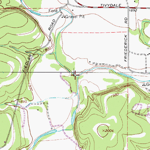 Topographic Map of Klein Branch, TX