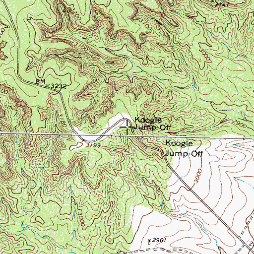 Topographic Map of Koogle Jump-Off, TX
