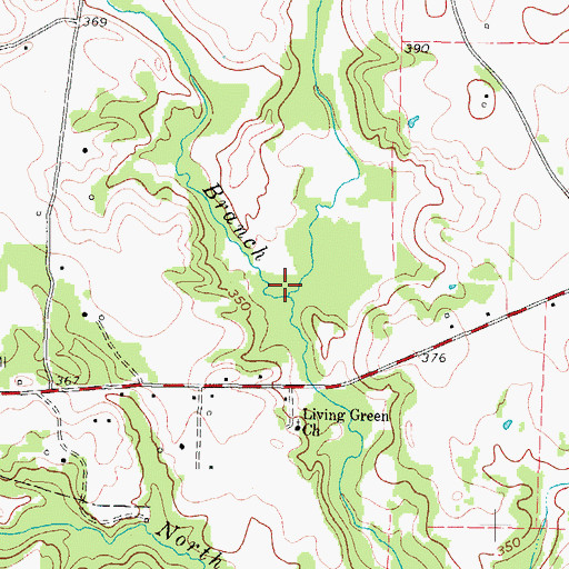 Topographic Map of Lamar Branch, TX