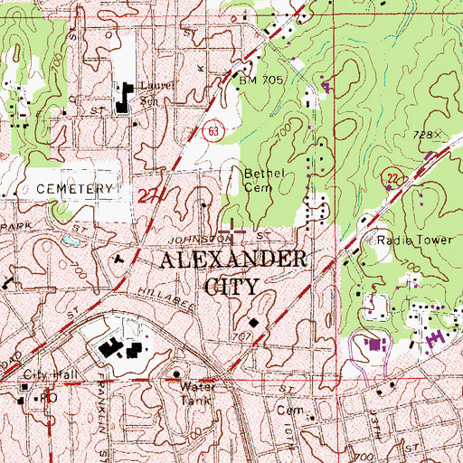 Topographic Map of Harper Cemetery, AL