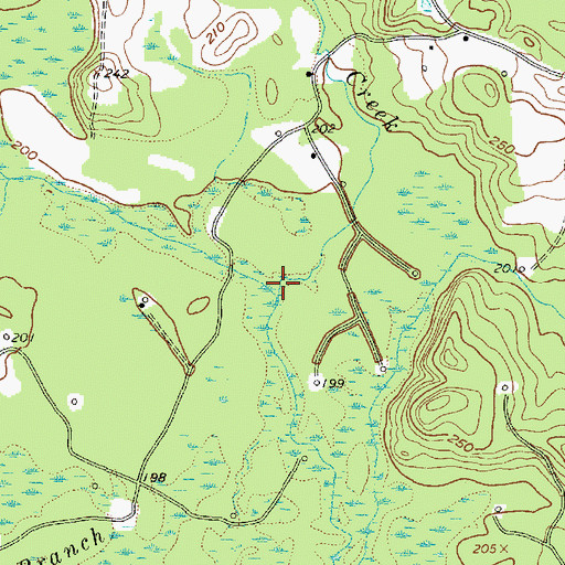 Topographic Map of Leek Creek, TX