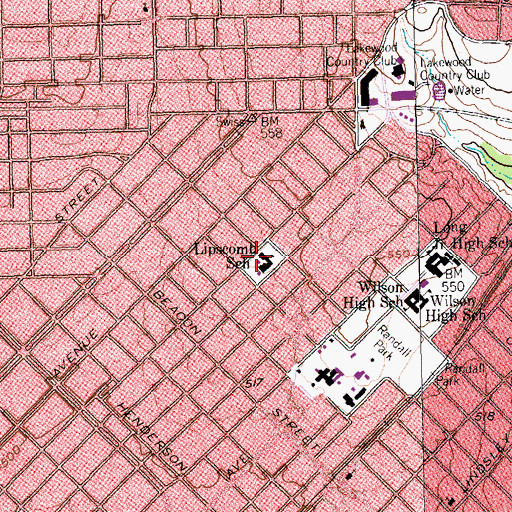 Topographic Map of Lipscomb School, TX