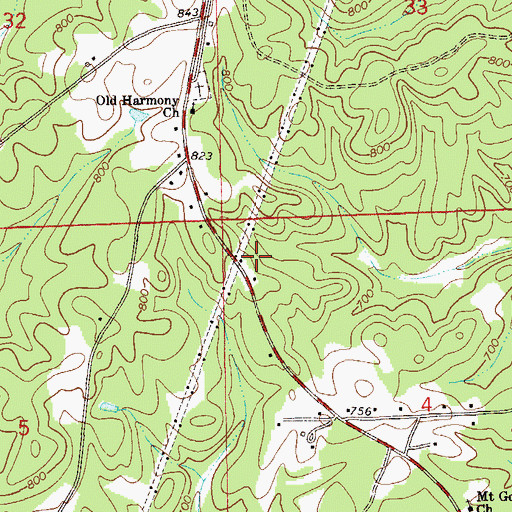 Topographic Map of Hutchinson Cemetery, AL