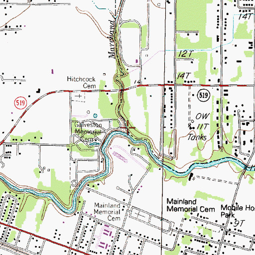 Topographic Map of Marchand Bayou, TX