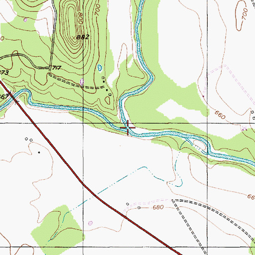 Topographic Map of Meridian Creek, TX