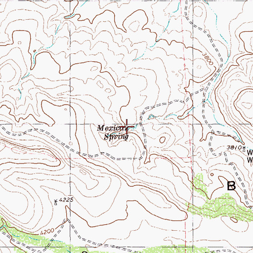 Topographic Map of Mexican Spring, TX