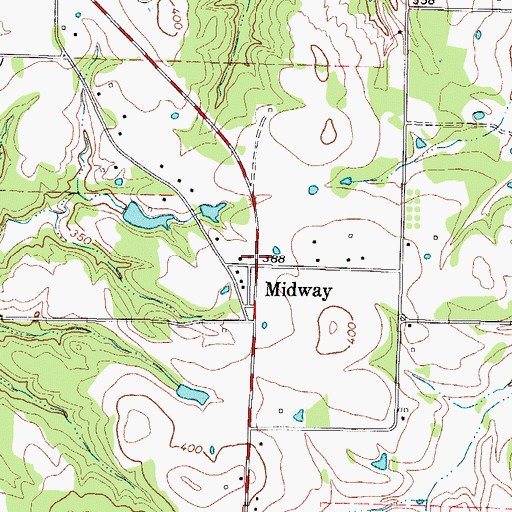 Topographic Map of Midway, TX
