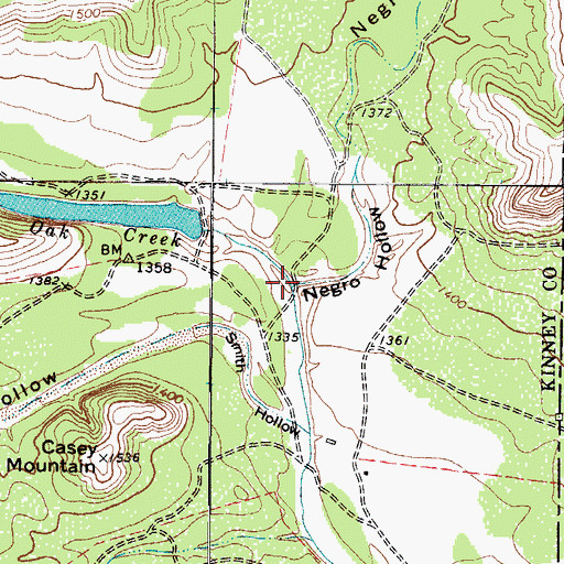 Topographic Map of Negro Hollow, TX