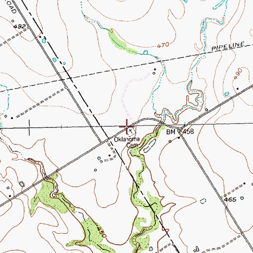 Topographic Map of Oklahoma Cemetery, TX