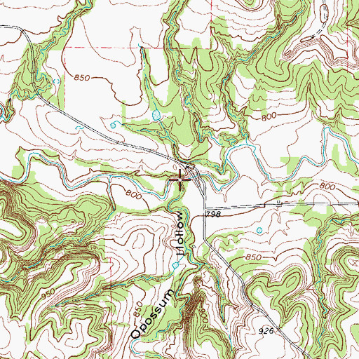 Topographic Map of Opossum Hollow, TX