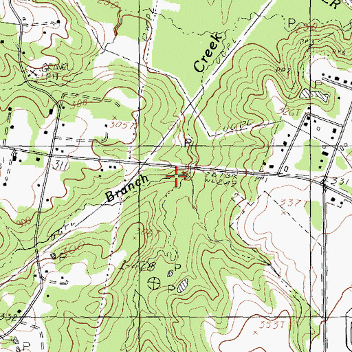 Topographic Map of Peatown Branch, TX