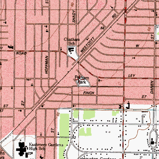 Topographic Map of Pelham Park, TX