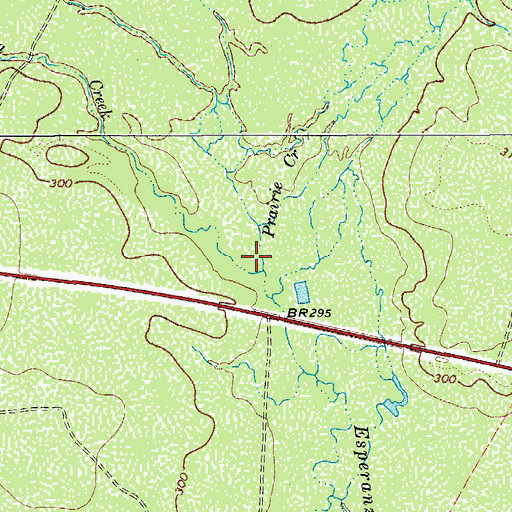 Topographic Map of Prairie Creek, TX