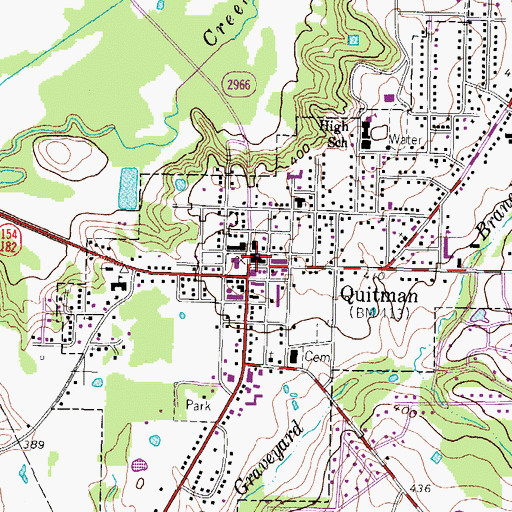 Topographic Map of Quitman, TX