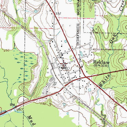 Topographic Map of Reklaw, TX