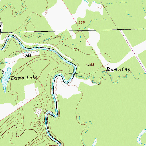 Topographic Map of Running Creek, TX